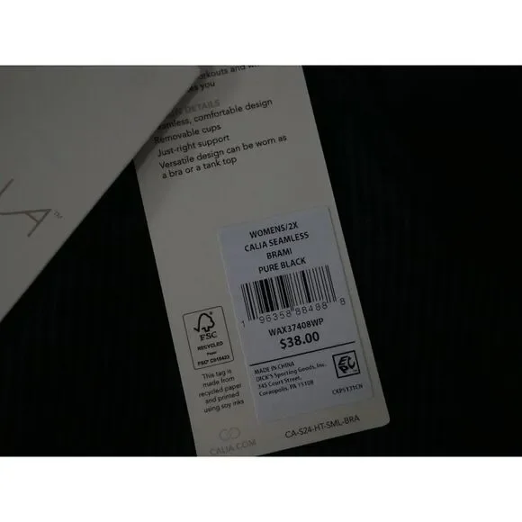 CALIA Women’s Seamless Brami Racerback Sports Bra Tank Top Black 2X - Picture 6 of 7